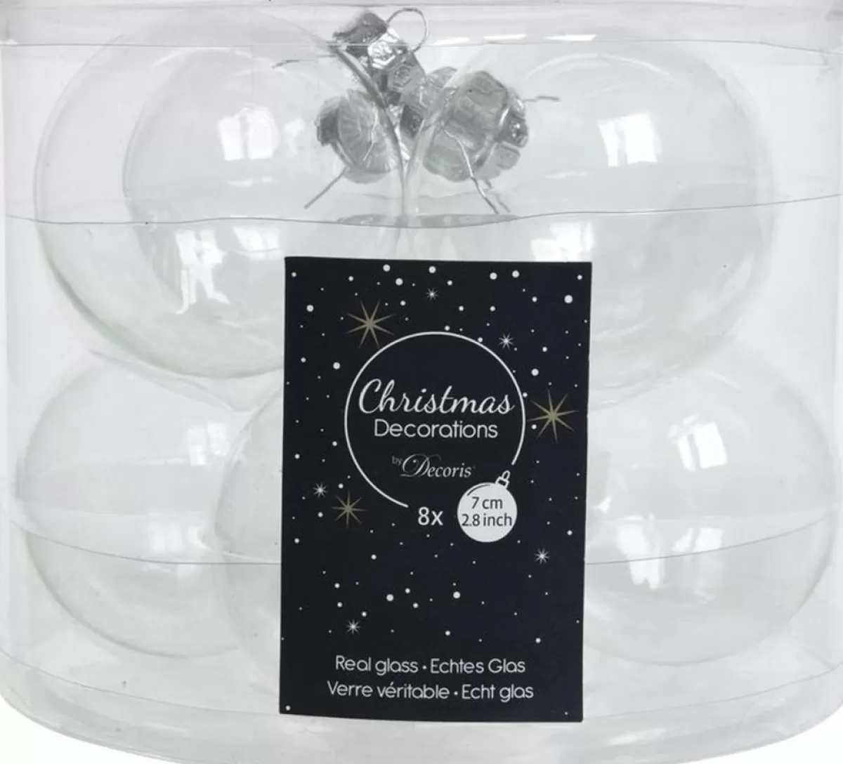 Decoris Kerstboomversieringen>16X Transparante Kerstversiering Kerstballen Glas - 7 Cm - Kerstbal
