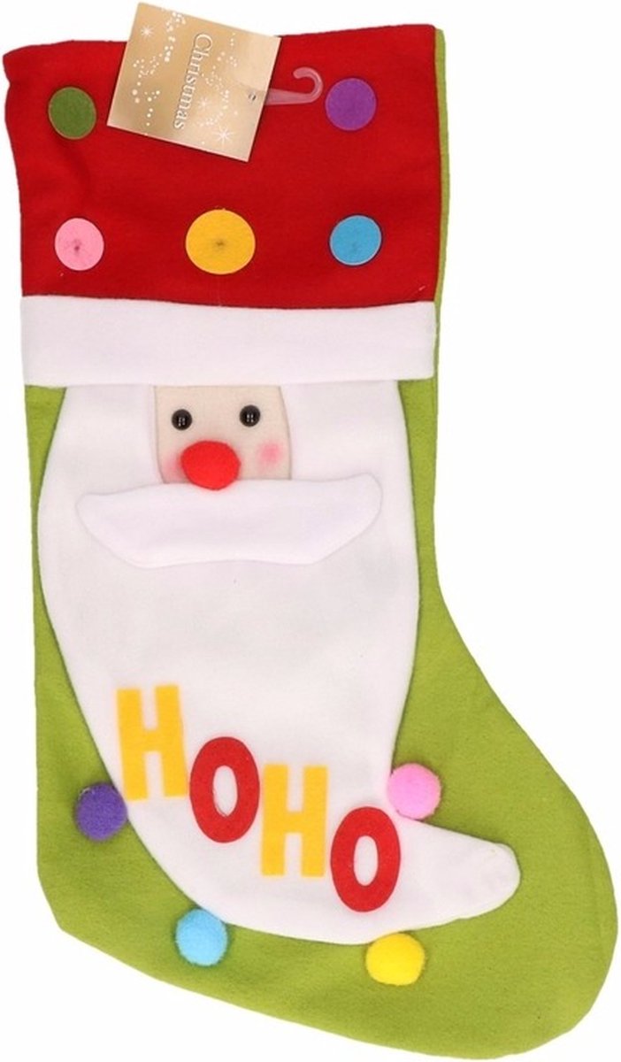 Merkloos Kerstsokken>Kerstsok Met 3D Kerstman 50 Cm - Kerstversiering