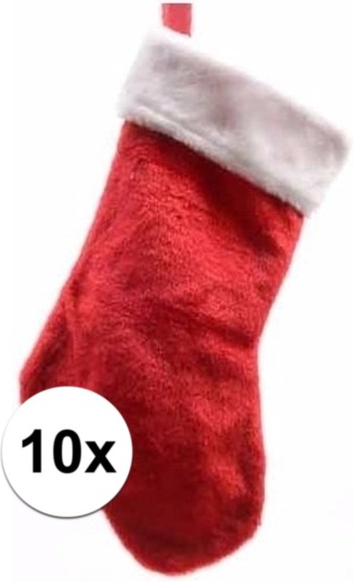 Decoris Kerstsokken>10X Rode Pluche Kerstsokken 40 Cm