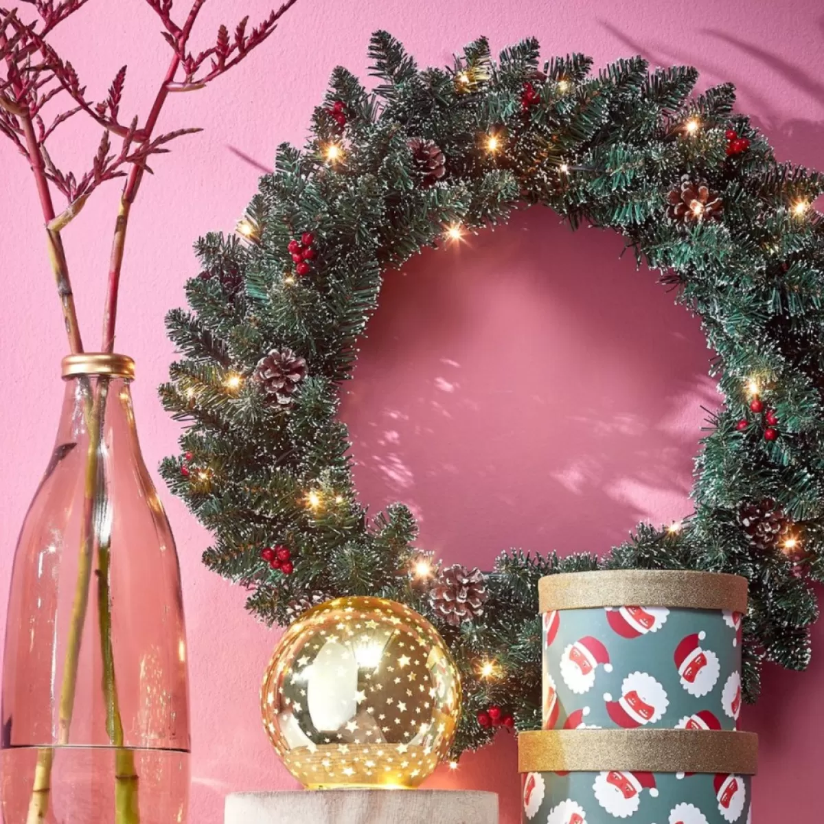 Black Box Kerstkransen> Trees Creston Kerstkrans Met Led Verlichting - O60 Cm - Groen