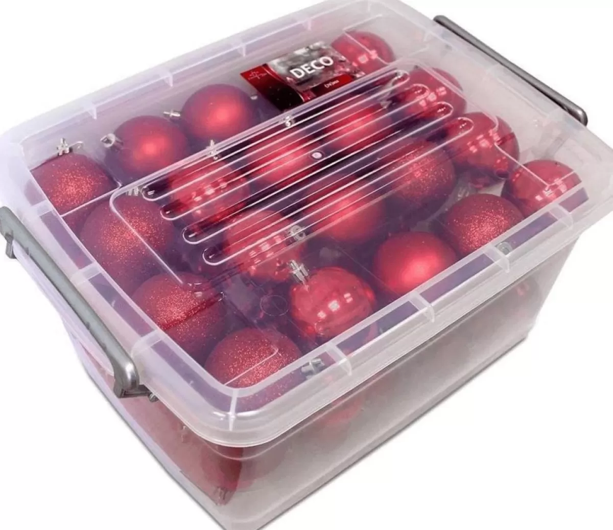 Christmas gifts Kerstboomversieringen> Kerstballen Set In Opbergbox - 70 Kerstballen - Plastic/Kunststof - O4/5/6 Cm - Mat/ Glanzend/ Glitter
