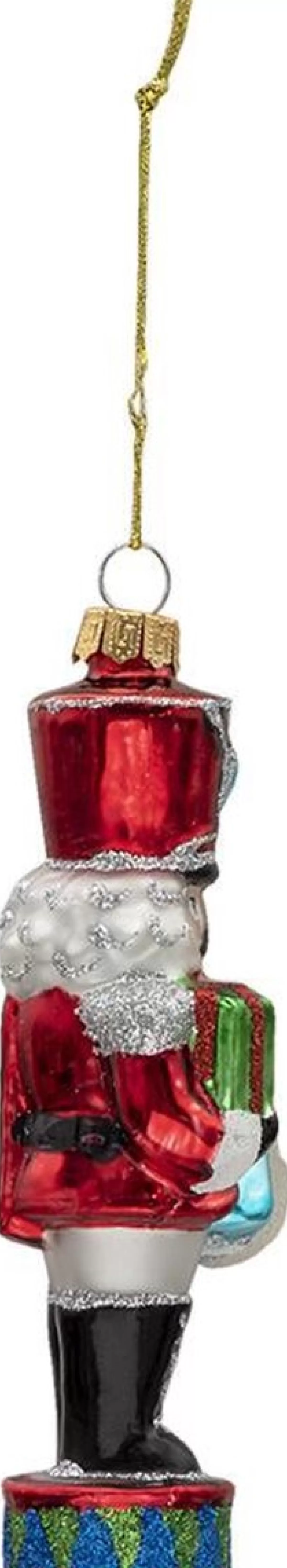 Clayre u0026 Eef Kersthanger>Clayre & Eef Kersthanger Notenkraker 15 Cm Rood Groen Glas Kerstbal