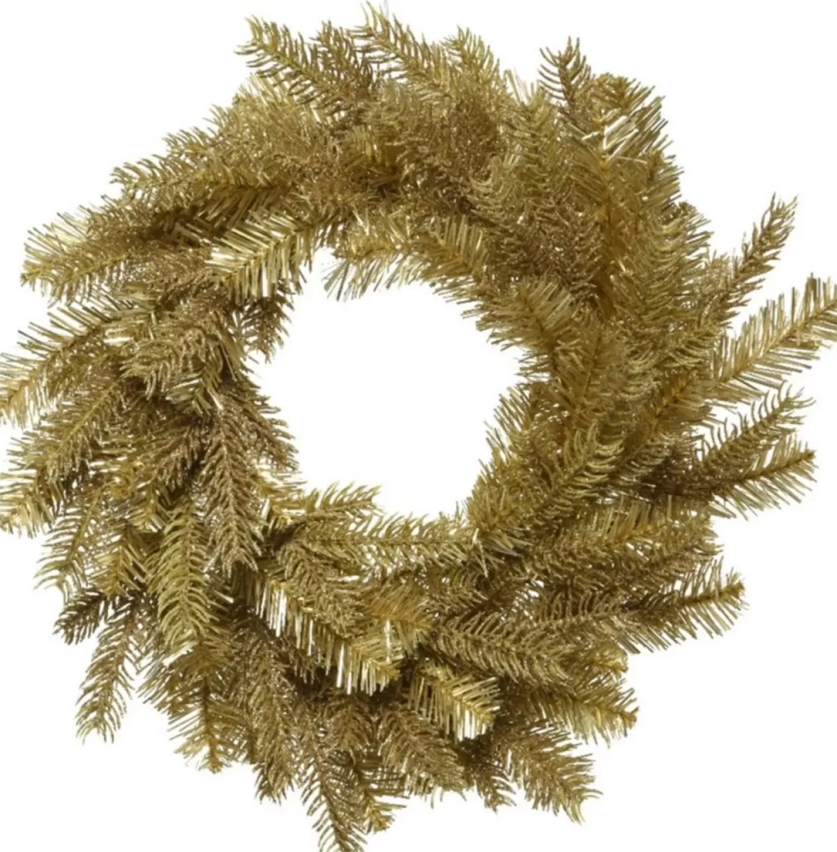 Decoris Kerstkransen> Kerstkrans - Goud Glitter - D50 Cm - Incl. Verlichting Warm Wit