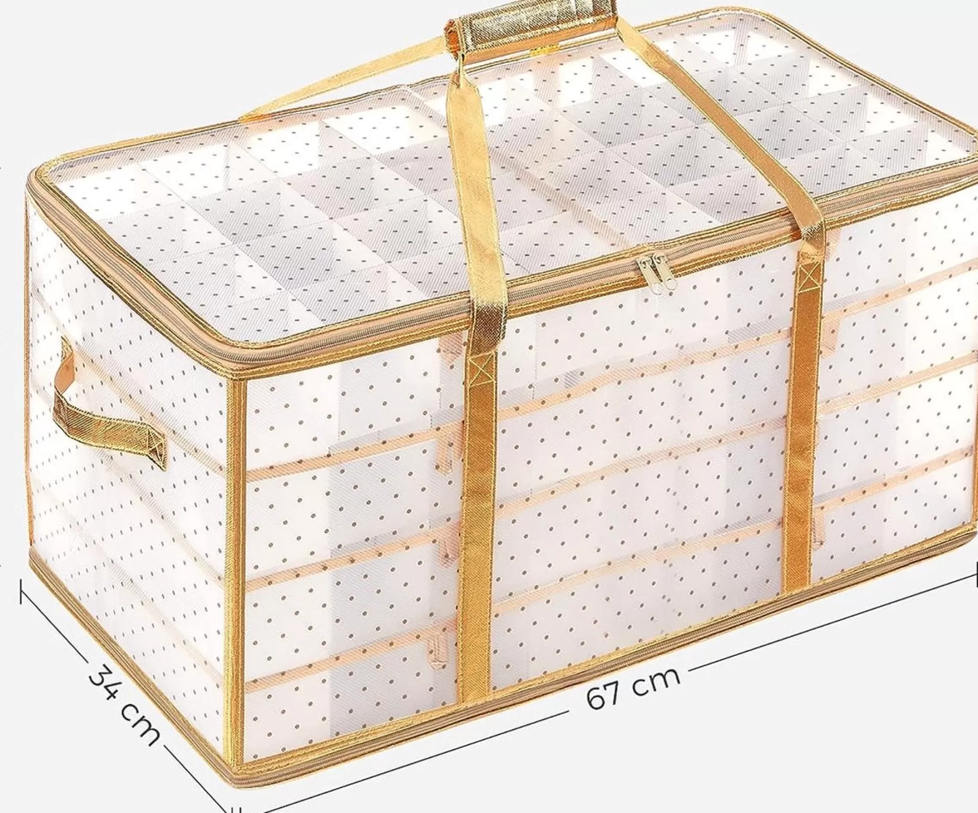 Songmics Hoppa! Kerstbaldozen Kerstversiering 128 Vakken Verstelbare Verdelers 67 X 34 X 34Cm Semi-Transparant Goud Best