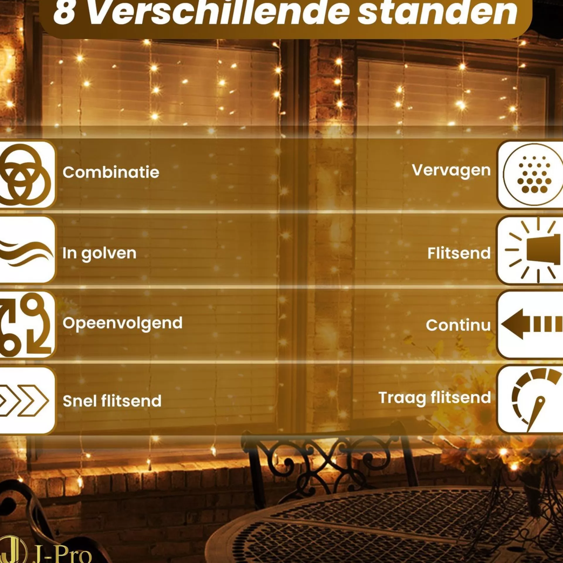 J-Pro Curtain Light 3X2M Lichtsnoer Op Netstroom - Tuinverlichting Led - Lichtslinger - Led Lichtgordijn 3X2M Sale