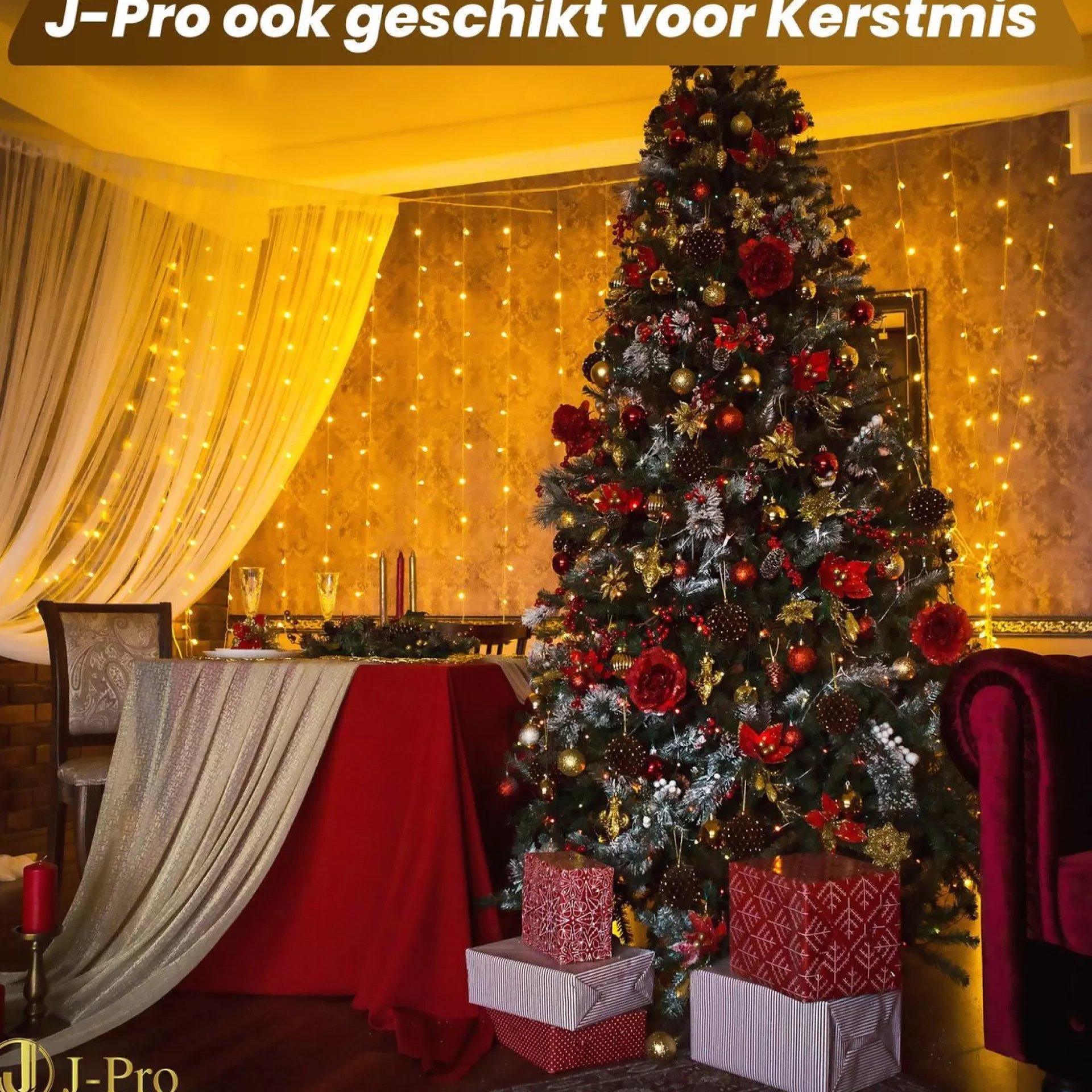 J-Pro Curtain Light 3X2M Lichtsnoer Op Netstroom - Tuinverlichting Led - Lichtslinger - Led Lichtgordijn 3X2M Sale