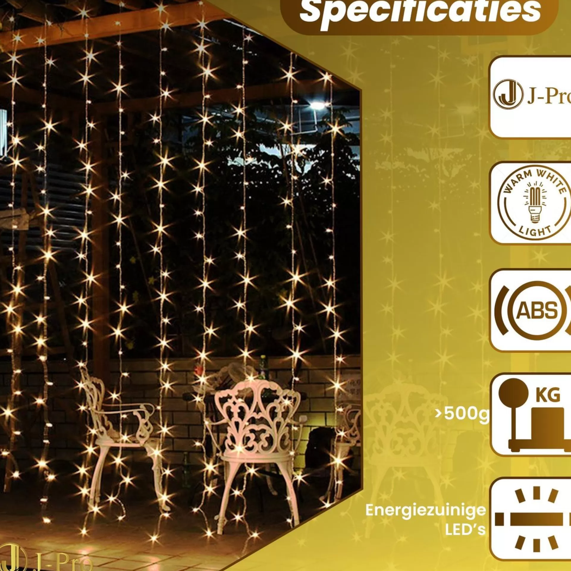J-Pro Curtain Light 3X2M Lichtsnoer Op Netstroom - Tuinverlichting Led - Lichtslinger - Led Lichtgordijn 3X2M Sale