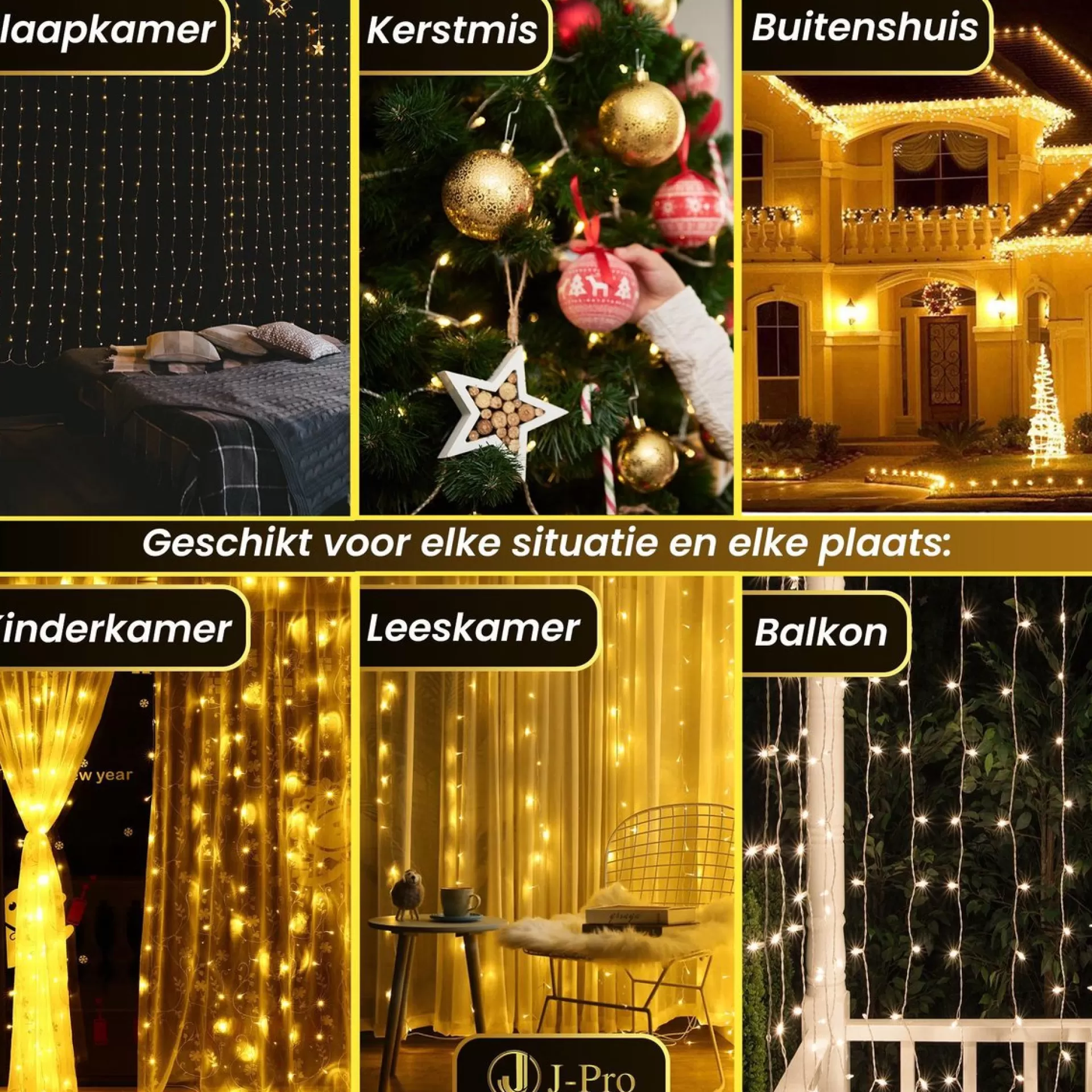 J-Pro Curtain Light 6X3M Lichtsnoer Op Netstroom - Tuinverlichting Led - Lichtslinger - Led Lichtgordijn 6X3M Fashion