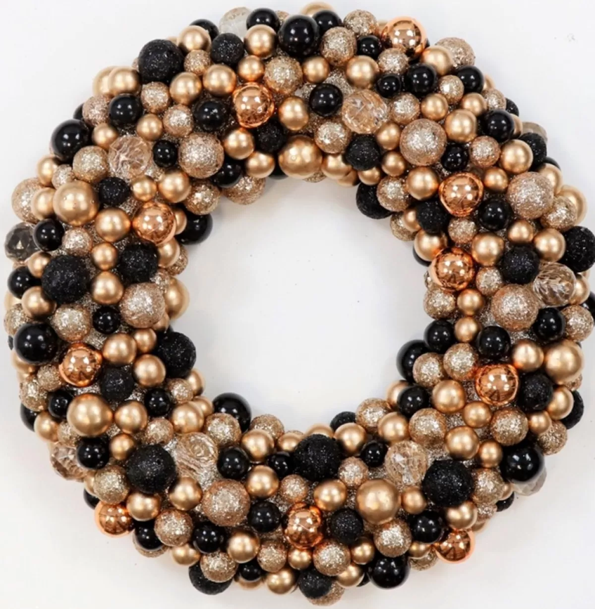 b-home-interieur.be Kerstkransen>Kerstdecoratie Krans - Decoratieve Krans Kerst - Kerstballen Krans - Zwart / Goud - O33X7Cm