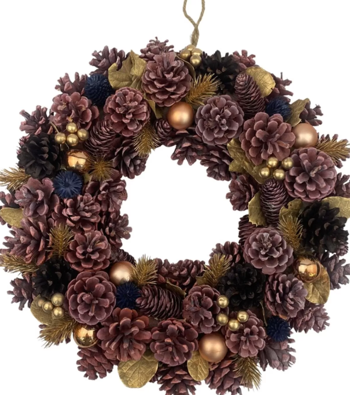 WDMT Kerstkransen>Kerstkrans - Gold Berry | O 40 Cm | Decoratieve En Goed Gevulde Kerstkans Gemaakt Van Natuurlijke Materialen | Samengesteld Met Rode En Gouden Details | Goud