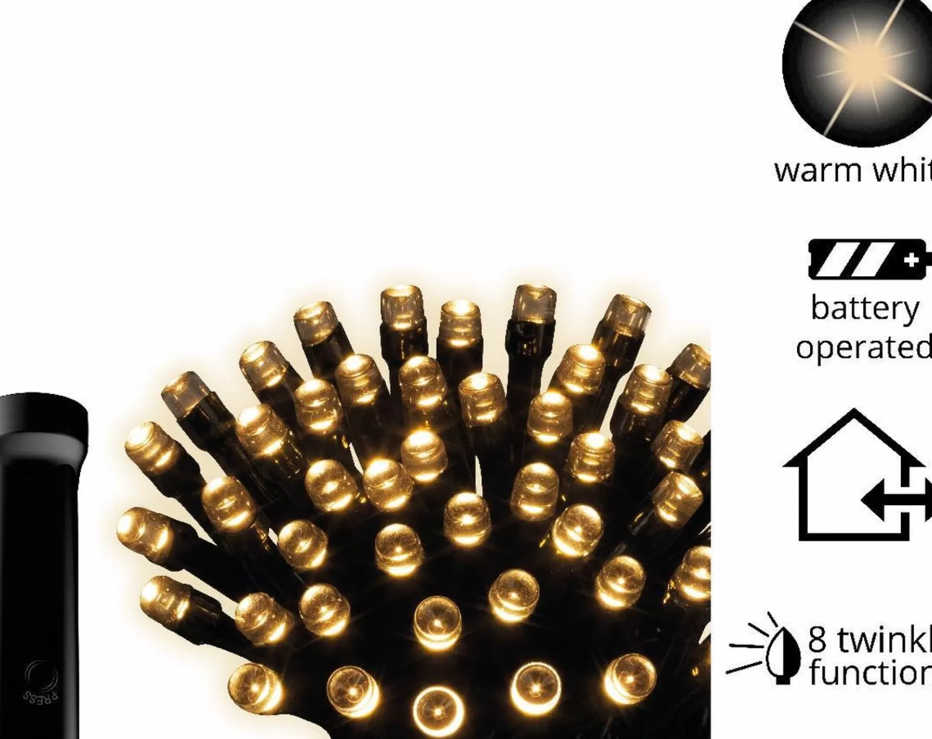 Decoris Kerstverlichting Twinkle Op Batterij Warm Wit Buiten 192 Lampjes - Boomverlichting Shop