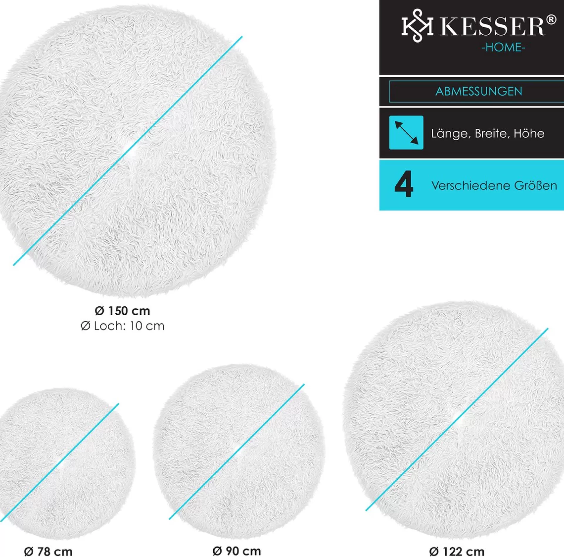 Kesser ® Kerstboomrok Kerstboomkleed Imitatiebont Rond Kerstboom Tapijt Vilt Pluche Voor Sneeuw Decoratie Versieringen - Wit / O 122 Cm Wit - O 122 Cm Discount
