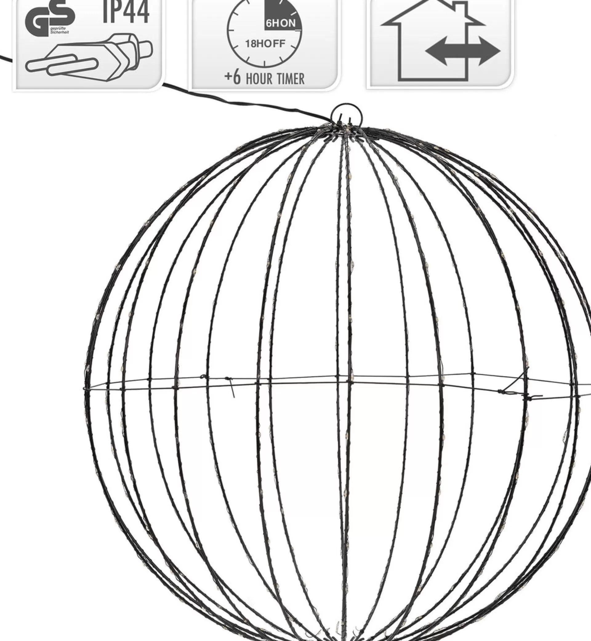 ecd-Germany Led Glow Ball O 60Cm Met 400 Leds Extra Warm Wit Gemaakt Van Metaal Online