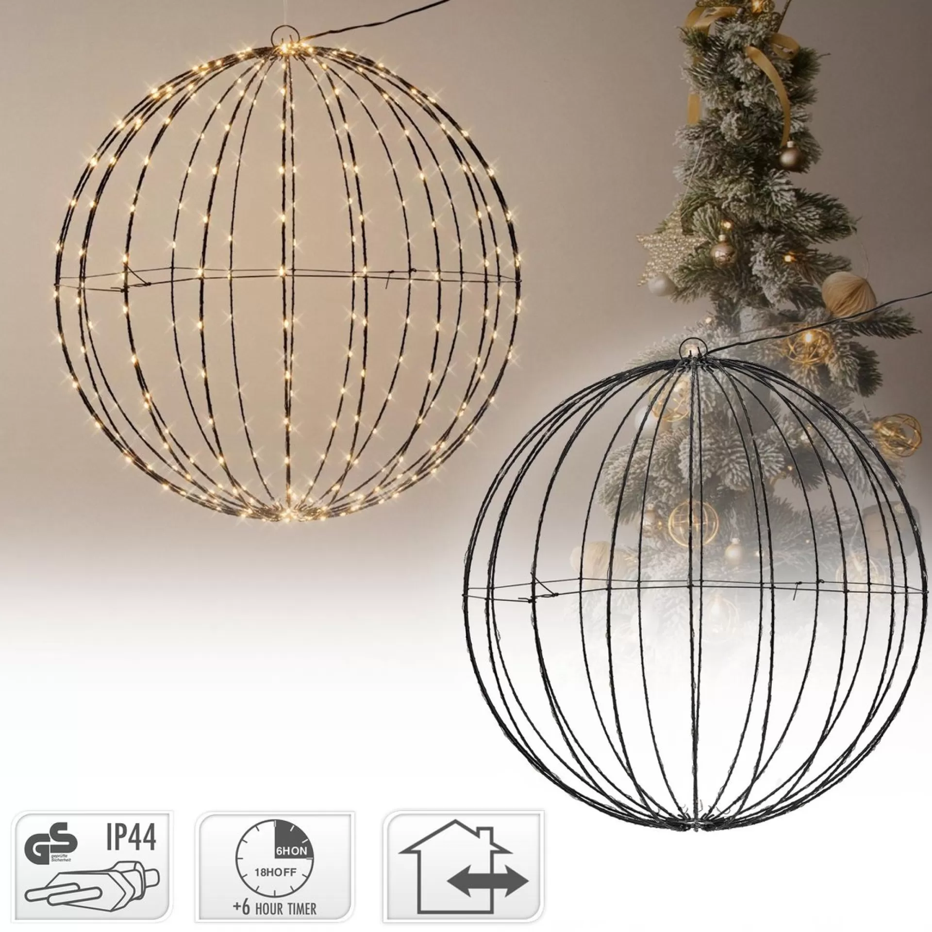 ecd-Germany Led Glow Ball O 60Cm Met 400 Leds Extra Warm Wit Gemaakt Van Metaal Online