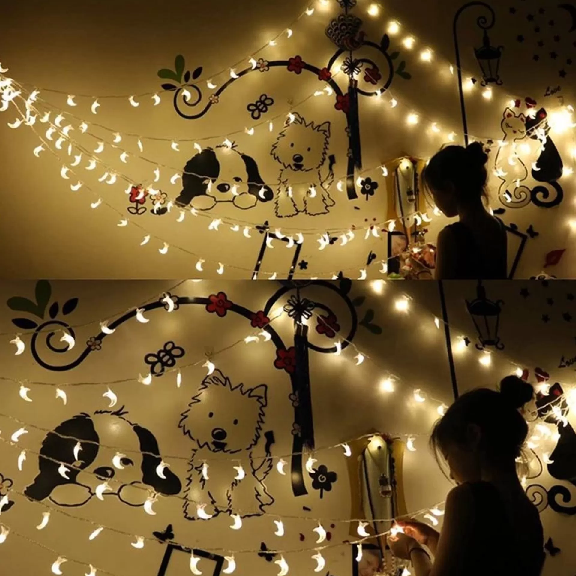Brill-ligfut Led Lampjes Slinger - Maantjes - 6 Meter - 40 Lichtjes - Werkt Op Batterijen - Knipperfunctie - Slaapkamer - Kerstverlichting Best