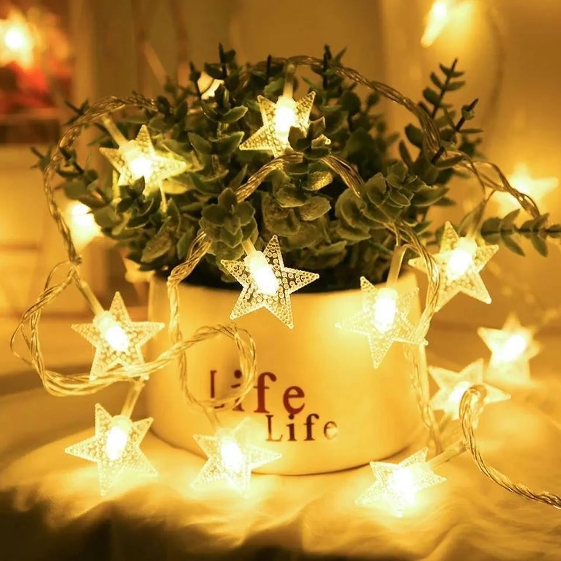 Brill-ligfut Led Lampjes Slinger - Sterretjes - 4,5 Meter - 30 Lichtjes - Warm White - Batterij - Slaapkamer - Lichtsnoer Clearance