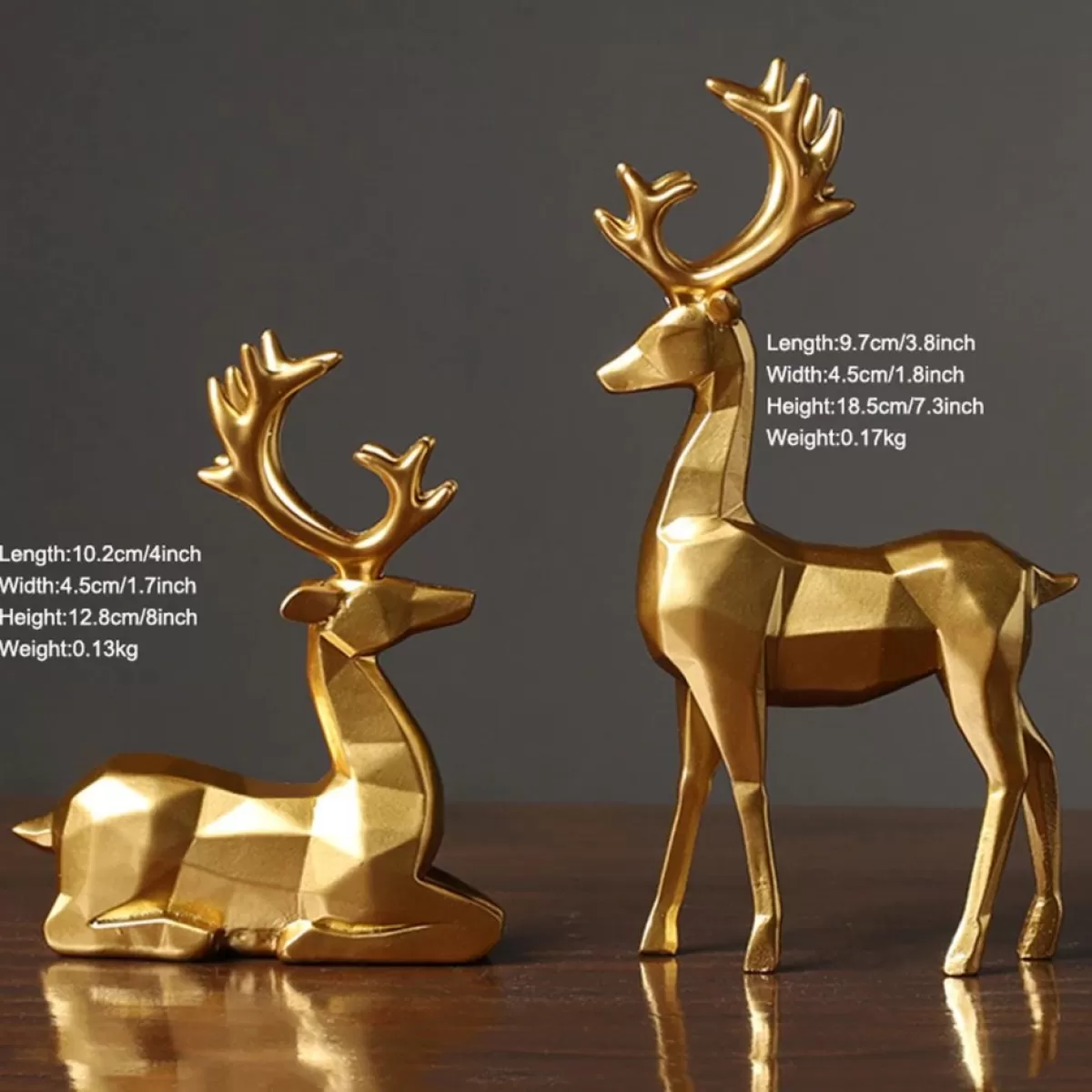 Levabe Kerstbeelden> - Nordic Kerst Rendier Beeldjes - Herten - Woonkamerdecoratie - Goud - Decoratie - Gouden Decoratie - Set
