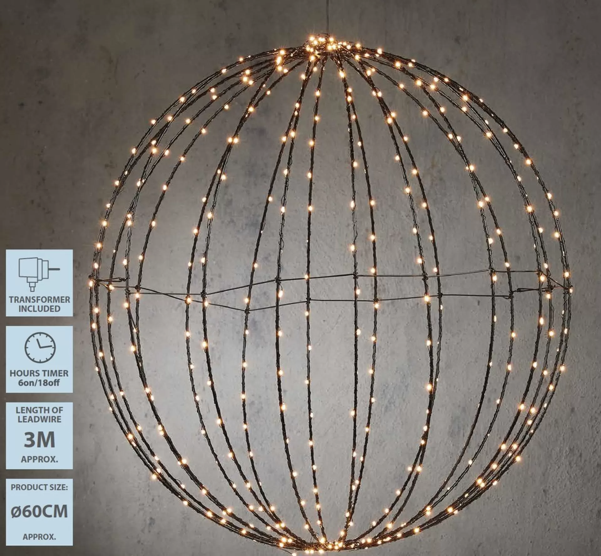 Luca lighting Kerstverlichting Bal Met Warm Witte Led Lampjes - O60 Cm - Zwart Cheap