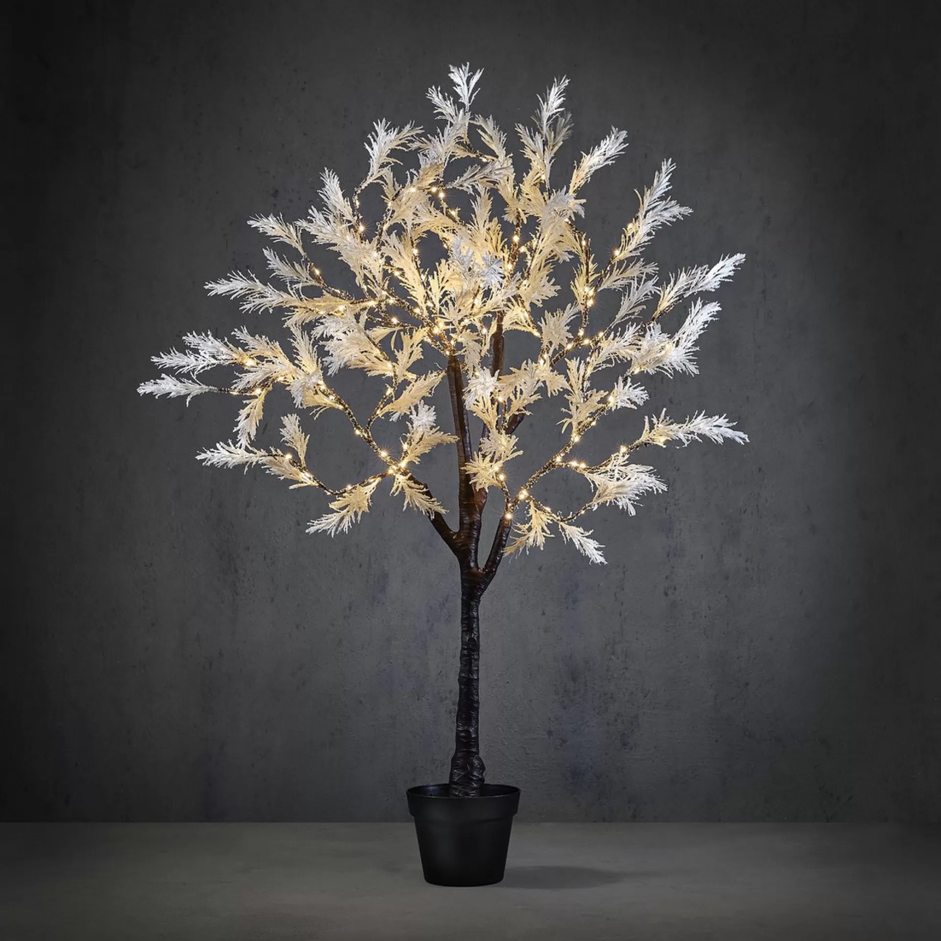Luca lighting Luca Lightning Boom Met Pot Wit Klassiek Wit 180Led Ip44 En Timer - H120Xd60Cm - Kerst Online