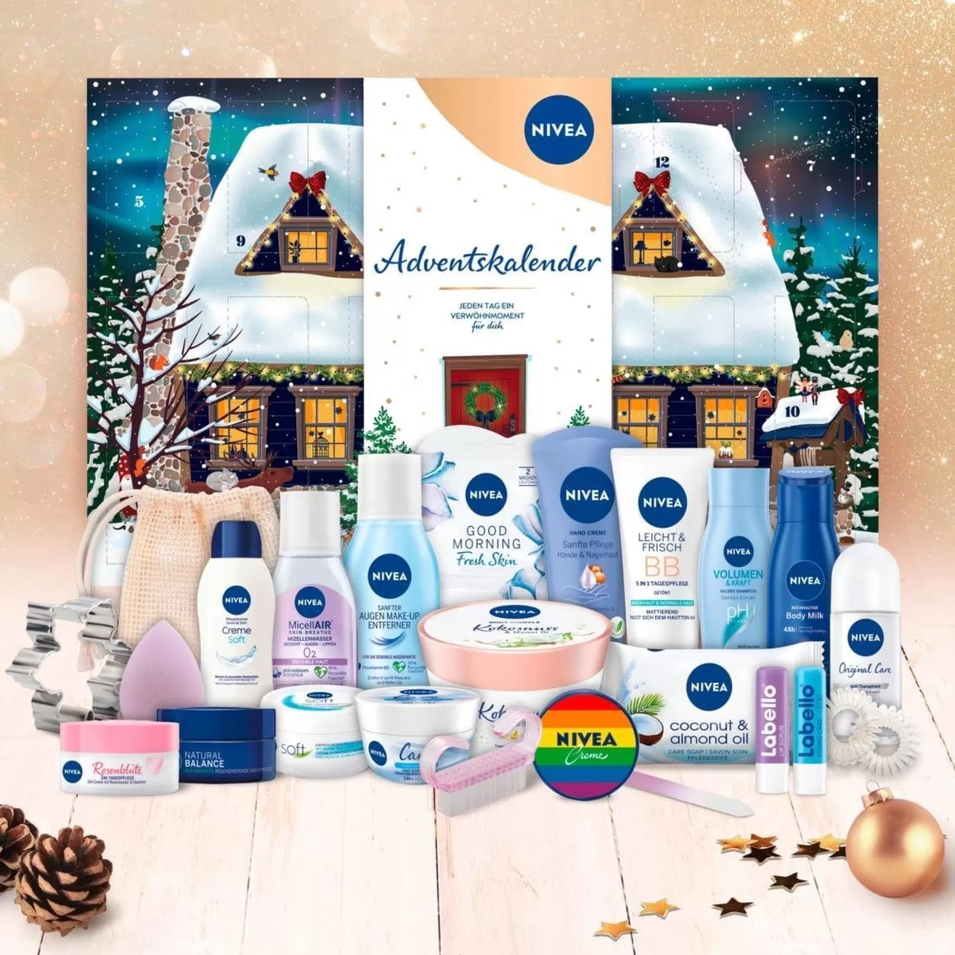 NIVEA Adventskalender - Huis In De Sneeuw Met 24 Diverse Artikelen - Korting Voor Moederdag New