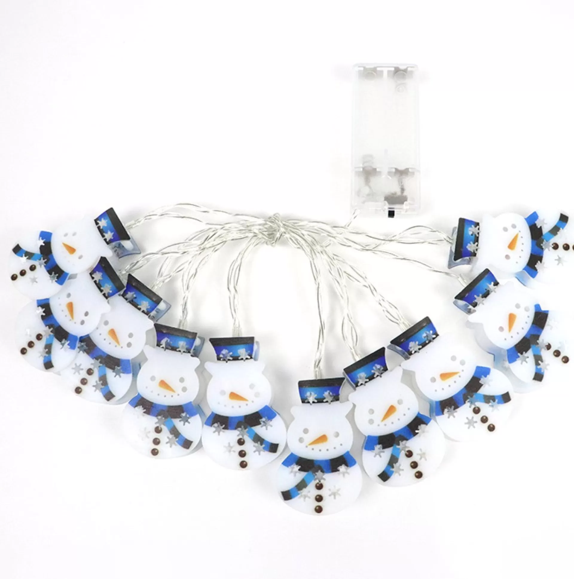 Nuvance - Kerstverlichting Sneeuwpop Figuren Op Batterij - Voor Binnen En Buiten - Kerstlampjes - Kerstdecoratie - Kerstboomversiering Figuurtjes - Versiering Voor Kerst Wit, Blauw, Transparant Clearance