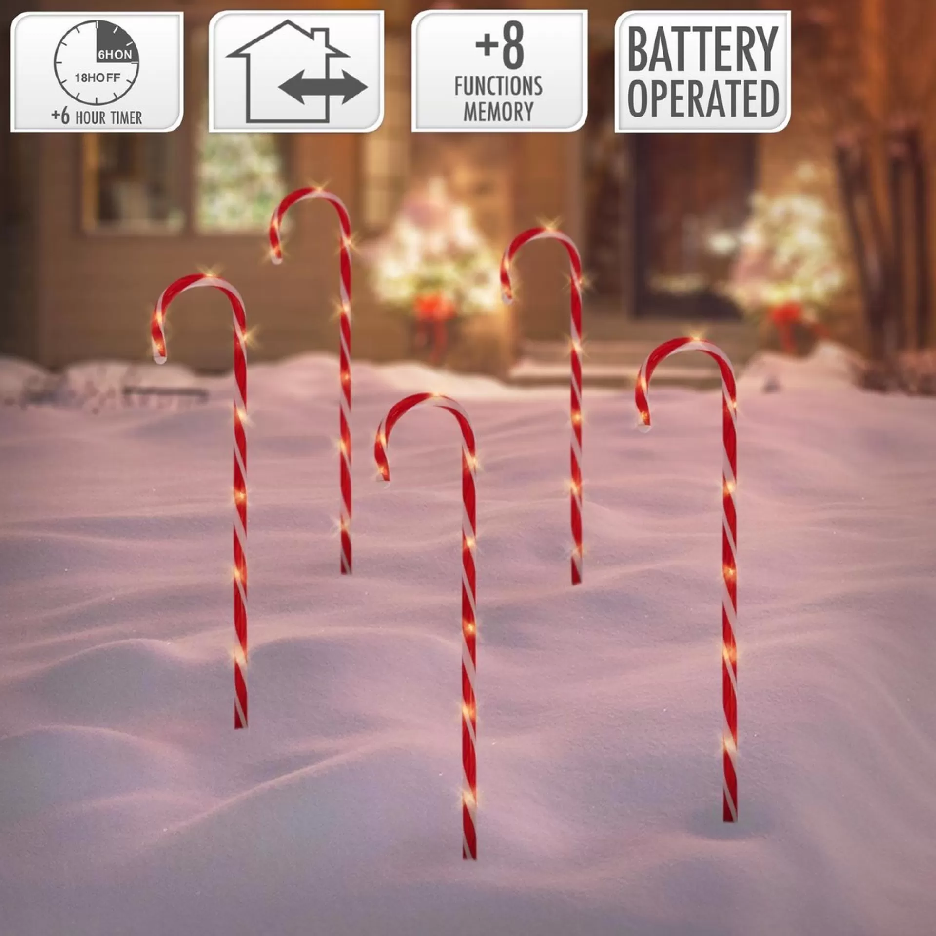 ecd-Germany Set Van 5 Tuinpluggen 73X400 Cm Met 56Led Warm Wit Plastic Outlet