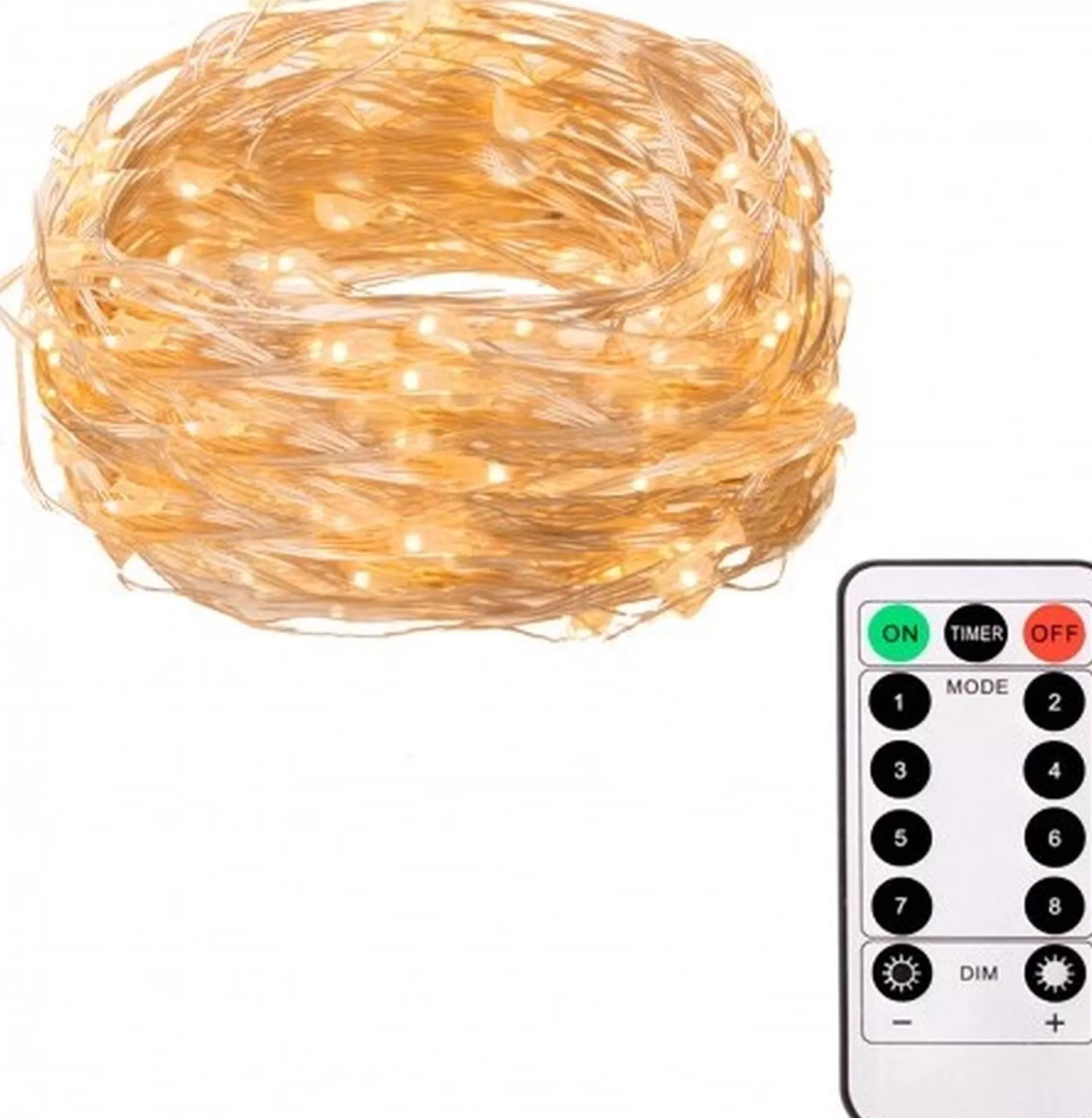 springos Kerstlichtsnoeren> Kerstverlichting | 9.9 M + 0.3 M Snoer | Batterij | Inclusief Afstandsbediening | 100 Led | Warm Wit