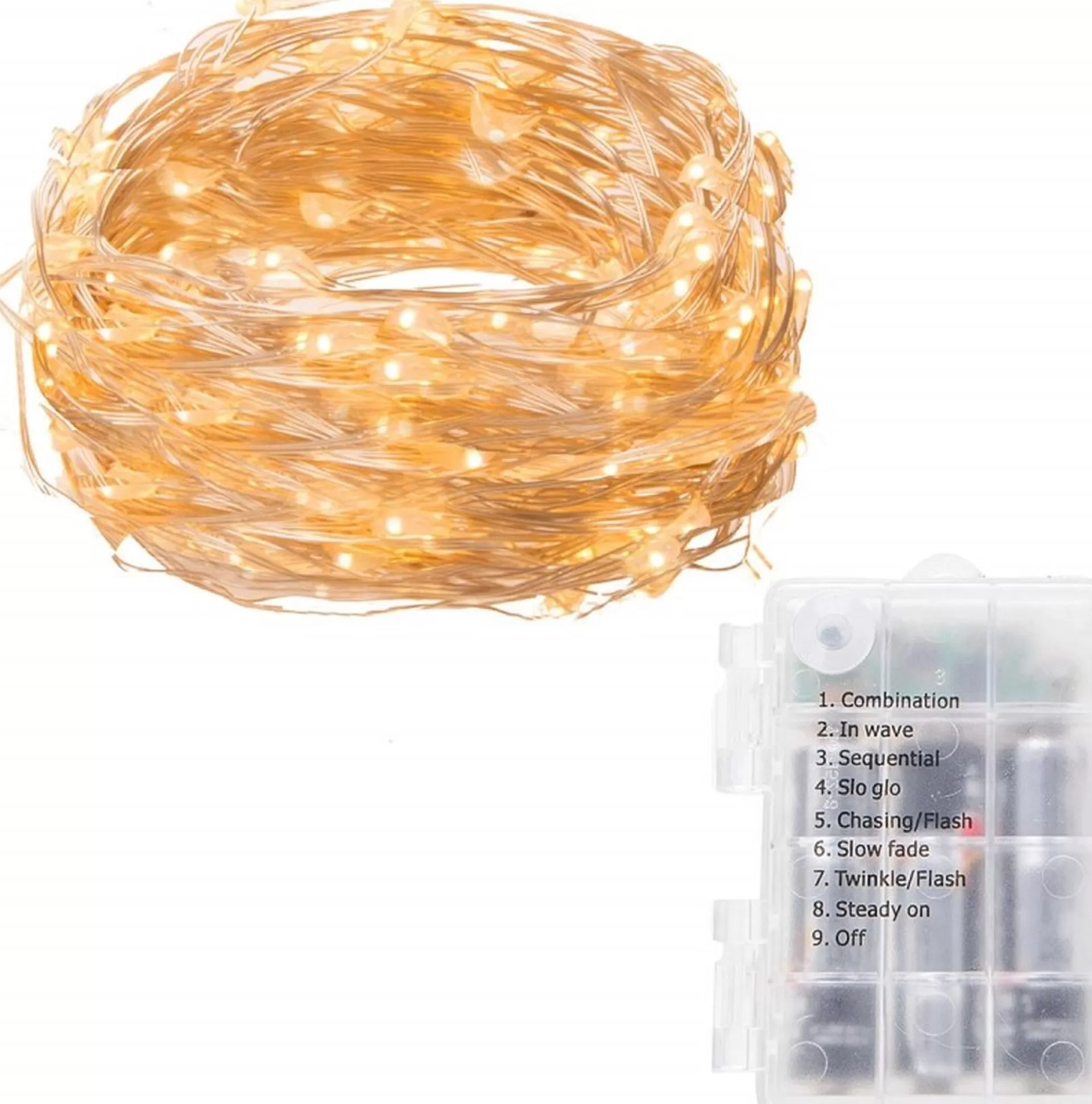 springos Kerstlichtsnoeren> Kerstverlichting | 9.9 M + 0.3 M Snoer | Batterij | Inclusief Afstandsbediening | 100 Led | Warm Wit