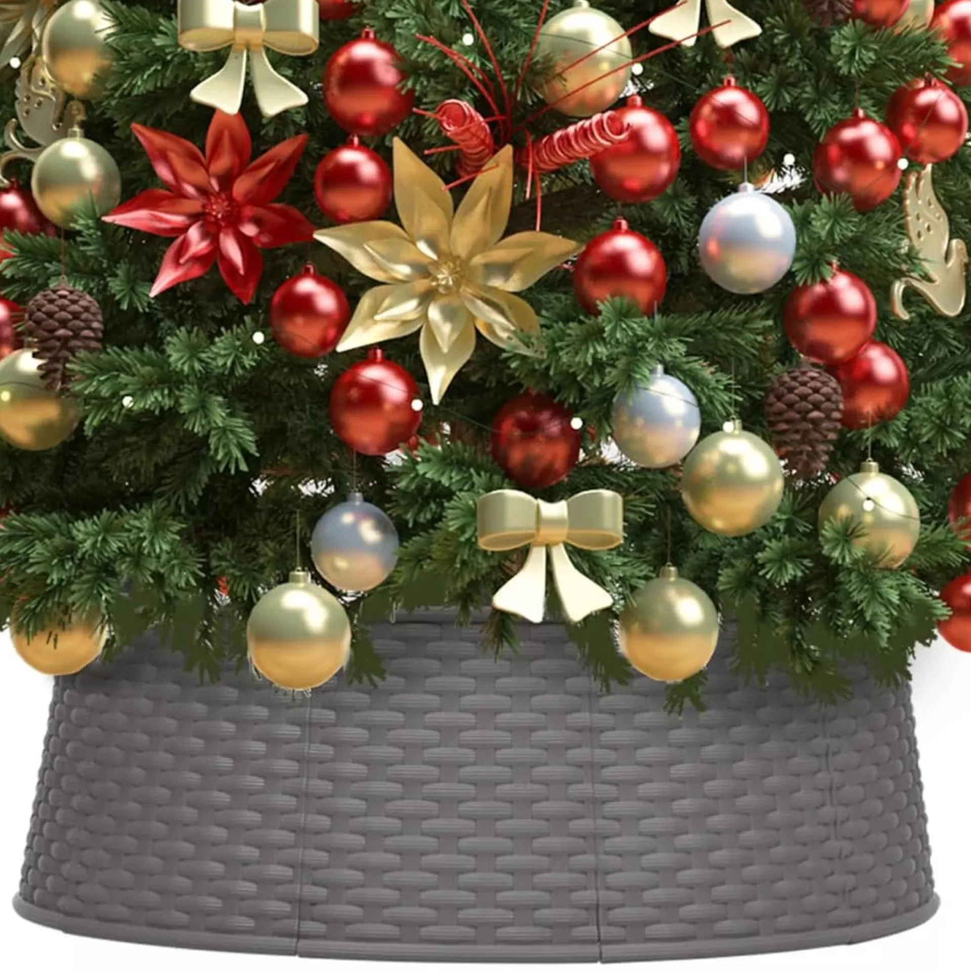 The Living Store Kerstboomkraag - Rattan-Look - Kunststof 57 Cm - 65 Cm - 19.5 Cm Best