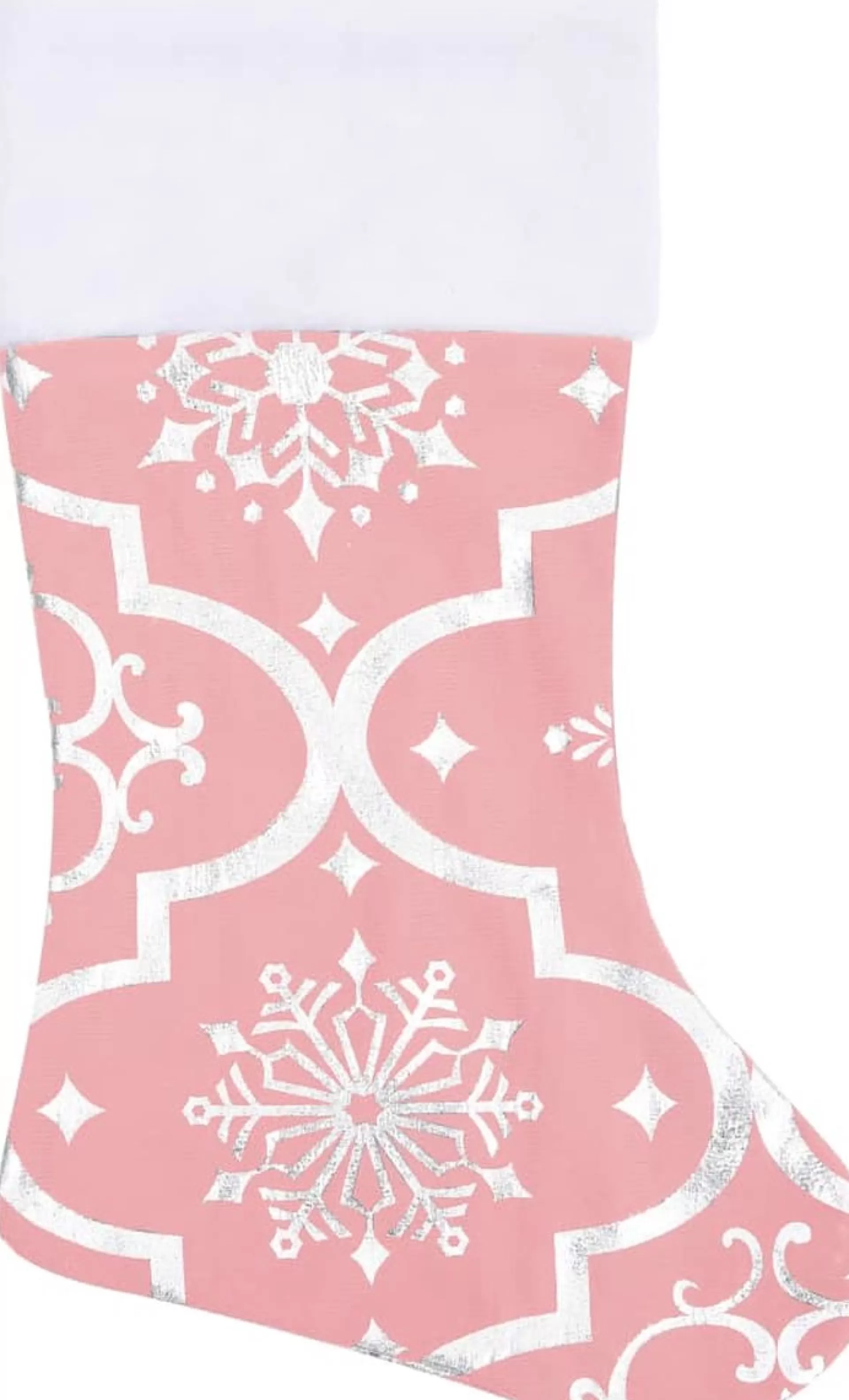 The Living Store Kerstboomrok Stof - 122 Cm - Inklapbaar - Sneeuwpatroon - Met Kerstsok Roze Best Sale