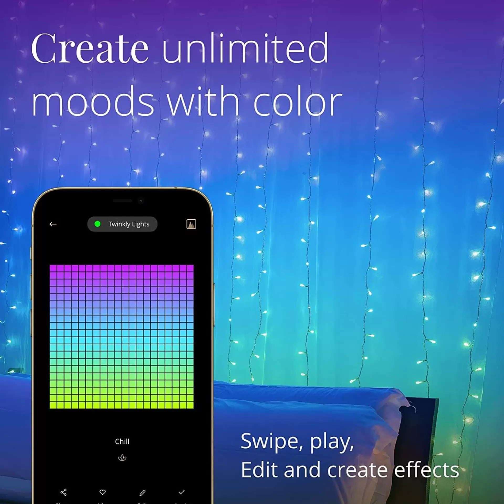 Twinkly Curtain – App-Gestuurde Led Gordijn Lichtsnoer Met 210 Rgb + W (16 Miljoen Kleuren + Warm Wit) Led's. 1,5 X 2,1 Meter. Transparante Draad. Binnen En Buiten Slimme Verlichting Decoratie Sale