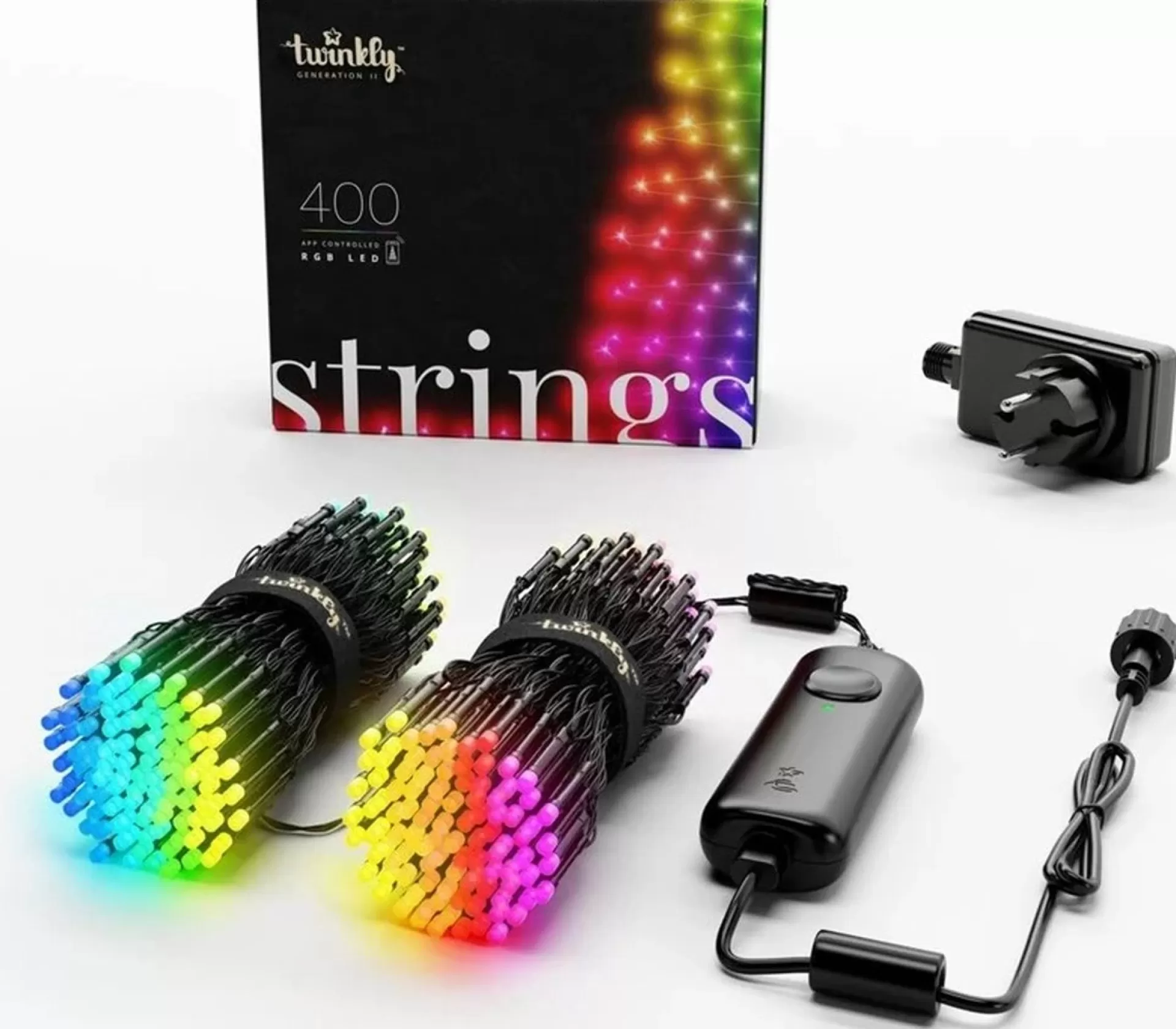 Twinkly Strings- Lichtsnoer - 40 Meter - Led Verlichting - 400Led Rgb - Dimbaar - Binnen & Buiten - Verbind Met Bluetooth Of Wifi - Werkt Met Homekit, Homey, Alexa, Google Home En Razer Chroma Store