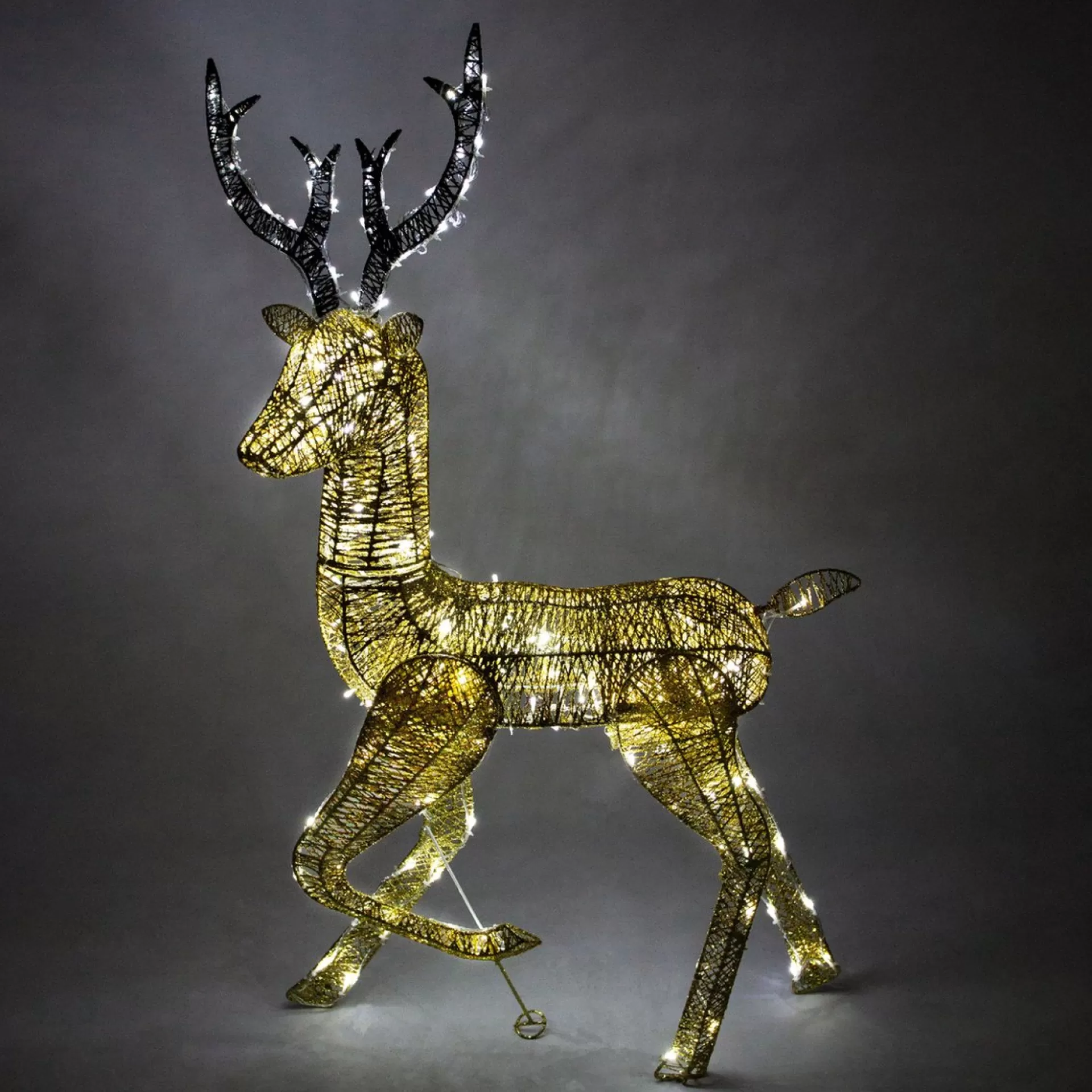 MonsterShop Verlicht Kerstfiguur: Rendier - Goud - 200 Lichtjes - Stroomkabel Van 12 Meter - Kerstverlichting - Kerstfiguur Ree Dier Dieren - Buitenverlichting Kerst Best Sale