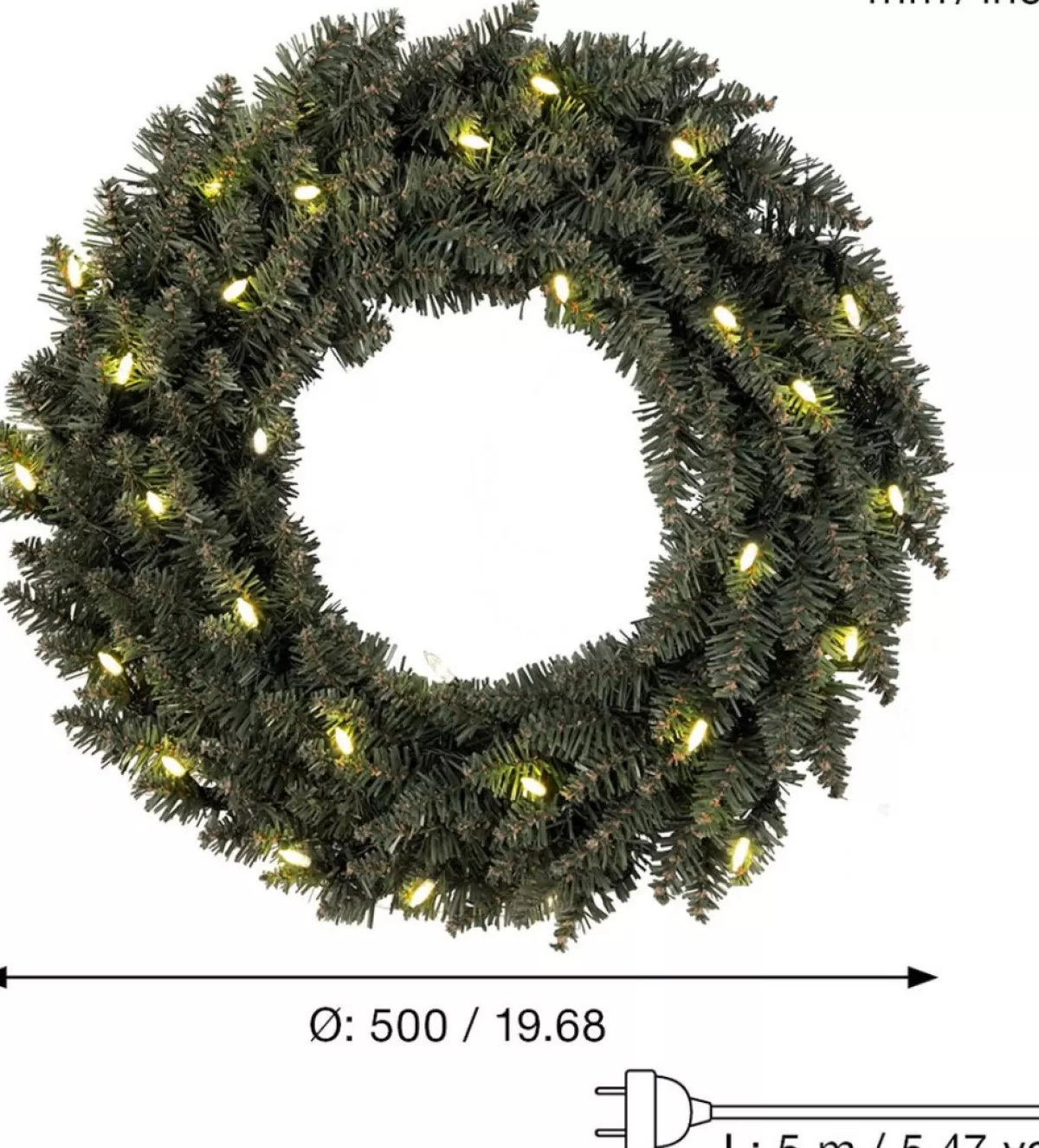 Star Trading Kerstkransen>Verlichte Kerstkrans "Calgary" 50Cm -Ook Geschikt Voor Buiten -Lichtkleur: Warm Wit -Met Stekker -Kerstdecoratie