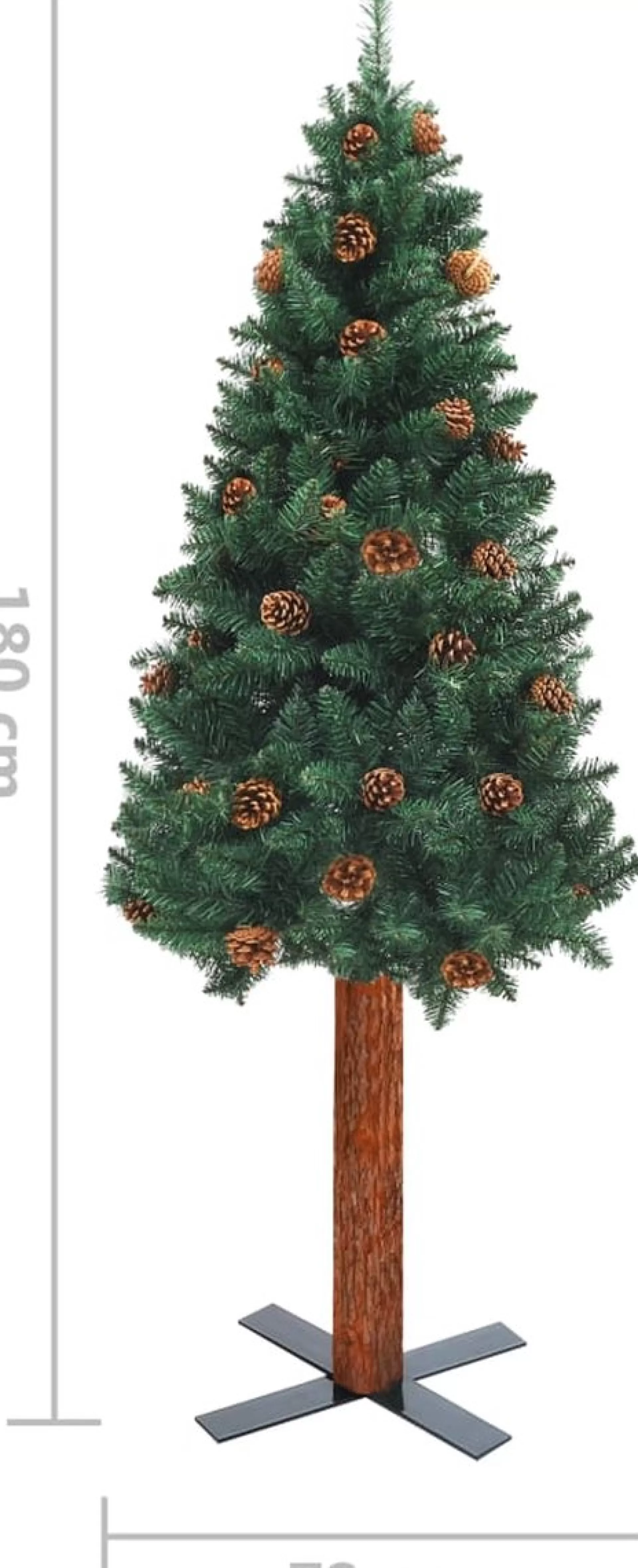 VidaLife Kerstboom Met Led's En Hout En Dennenappels Smal 180 Cm Groen Outlet