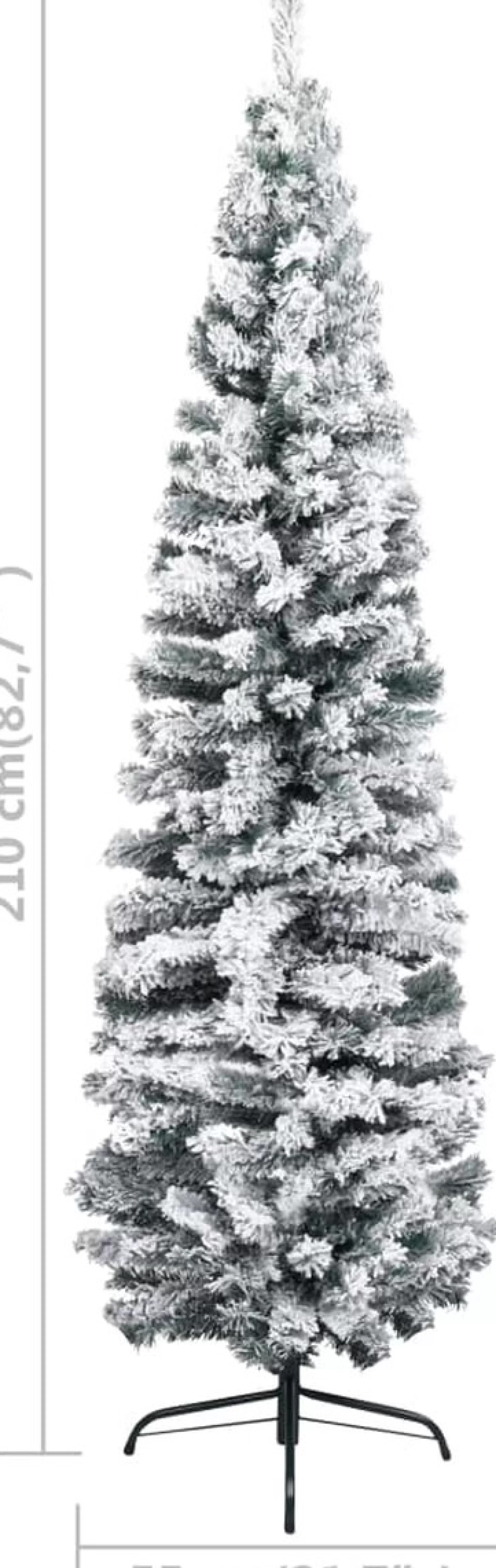 VidaLife Kerstboom Met Led's En Sneeuwvlokken Smal 210 Cm Pvc Groen Sale