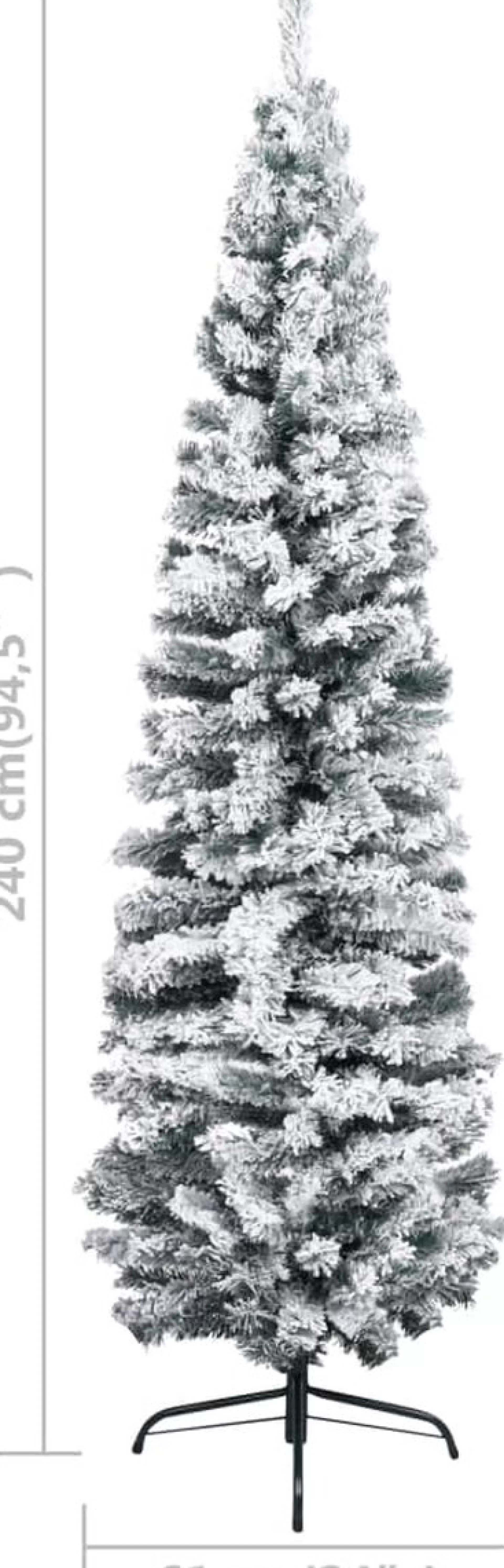 VidaLife Kerstboom Met Led's En Sneeuwvlokken Smal 240 Cm Pvc Groen Flash Sale