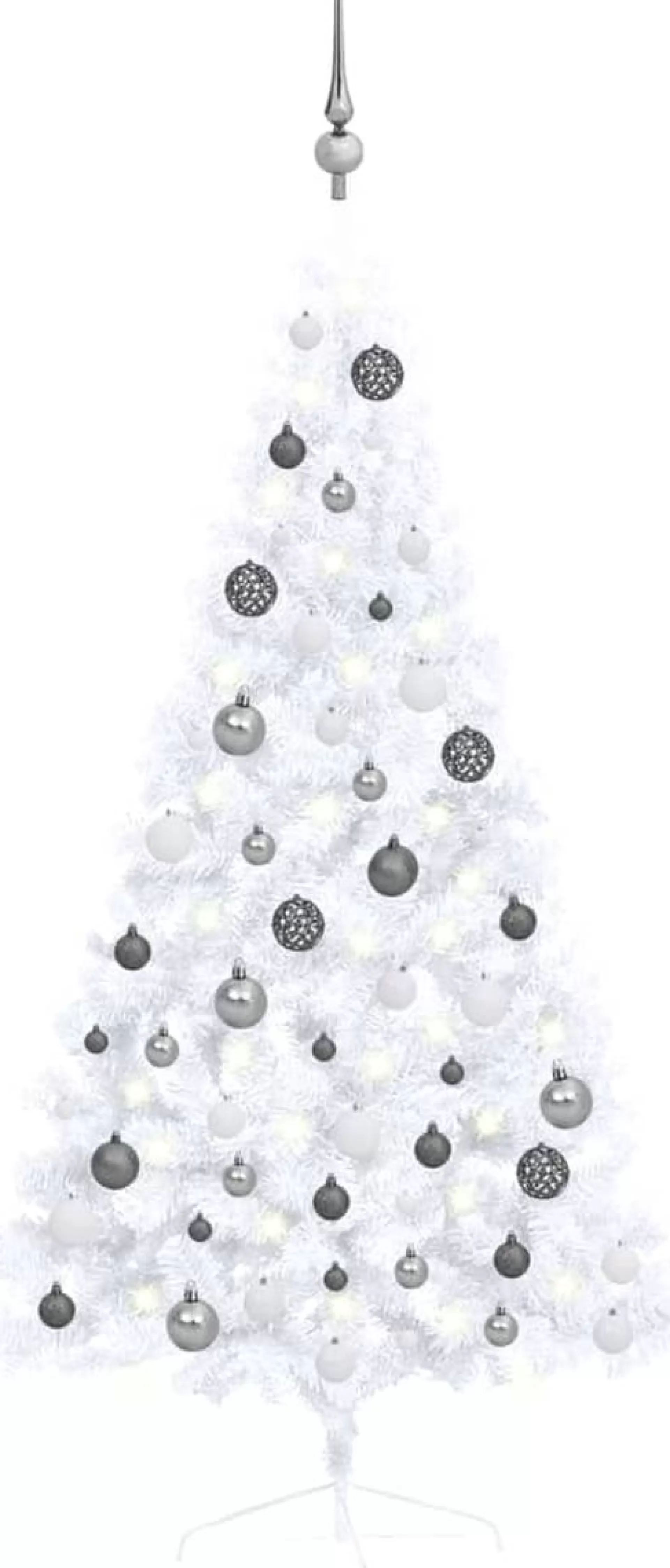 VidaLife Kunstkerstboom Met Led's En Kerstballen Half 150 Cm Wit Flash Sale