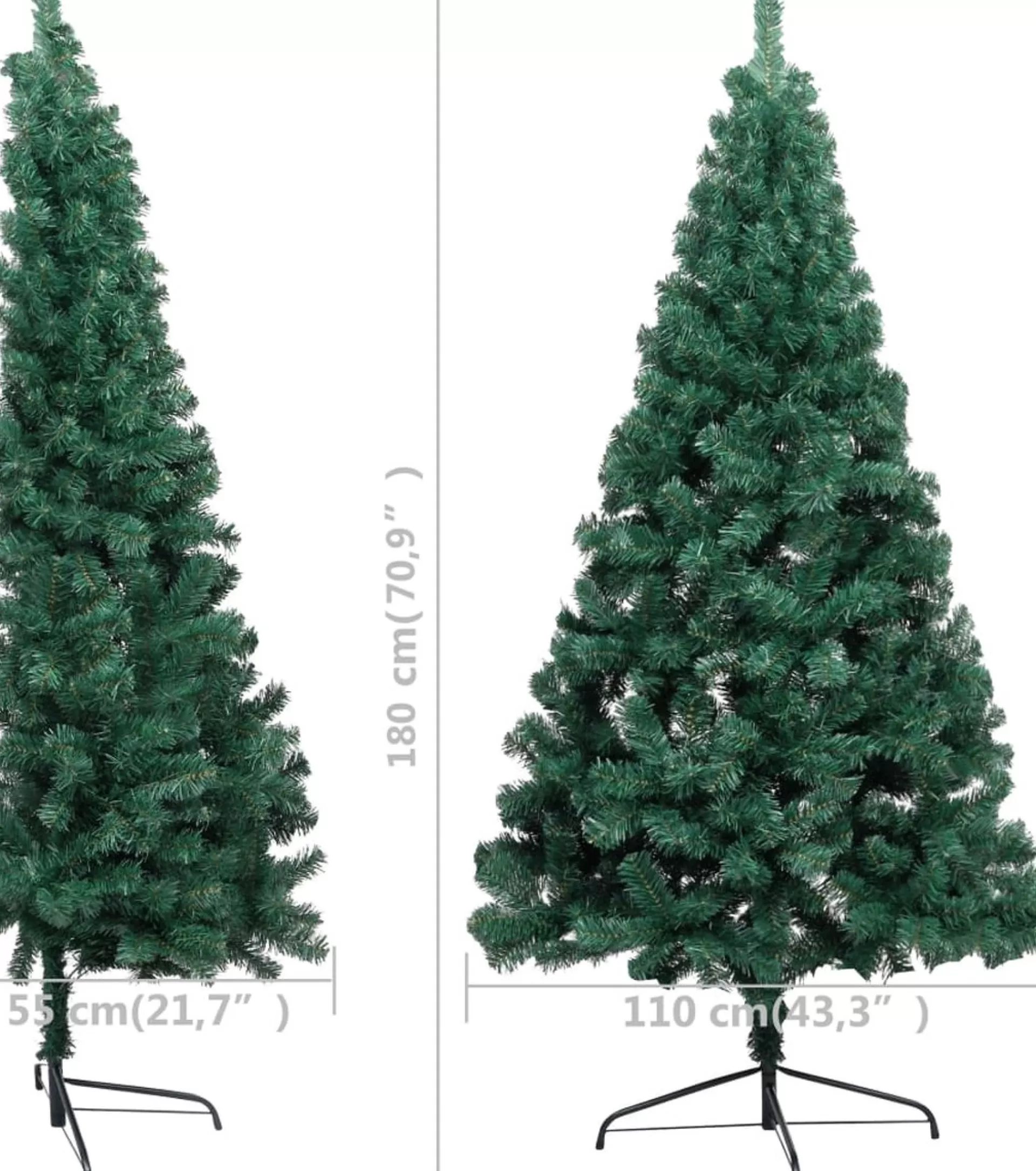 VidaLife Kunstkerstboom Met Led's En Standaard Half 180 Cm Pvc Groen Flash Sale