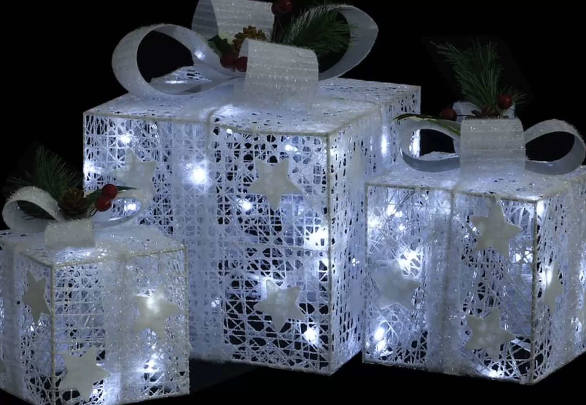 vidaXL Kerstdecoratie Geschenkdozen 3 St Binnen/Buiten Wit Sale