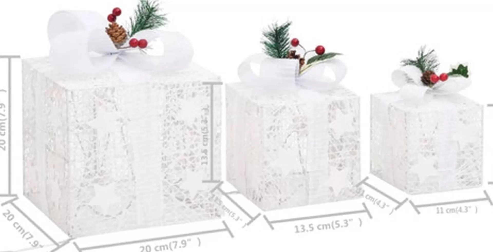 vidaXL Kerstdecoratie Geschenkdozen 3 St Binnen/Buiten Wit Sale
