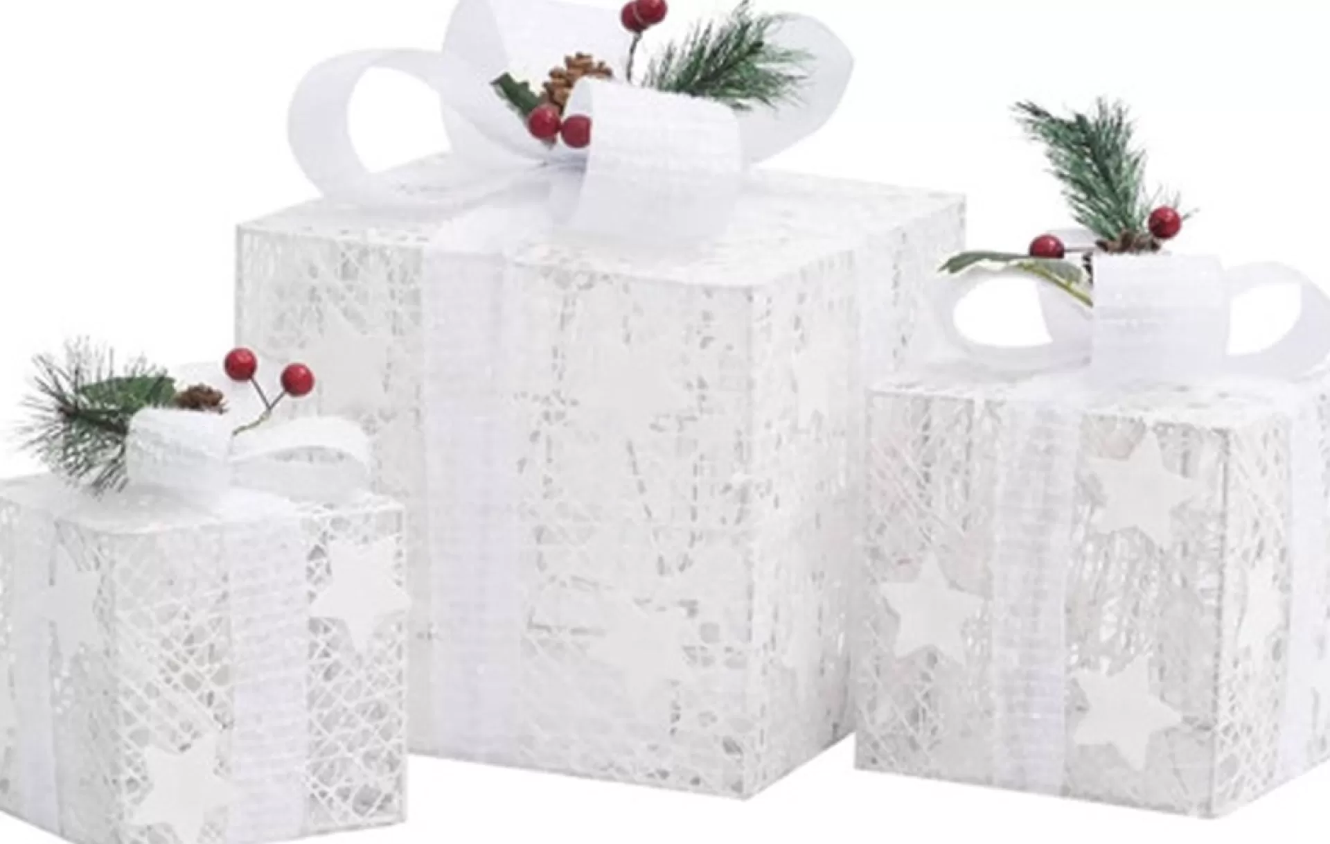 vidaXL Kerstdecoratie Geschenkdozen 3 St Binnen/Buiten Wit Sale